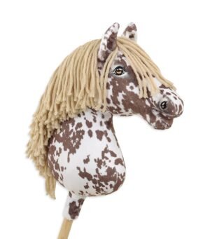 Cal pe băț Super Hobby Horse Premium - cal leopard maro cu coamă bej A3
