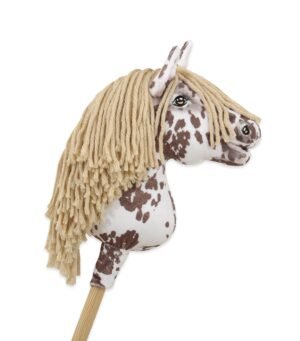 Calul pe un băț Super Hobby Horse Premium - leopard maro cu coamă bej A4