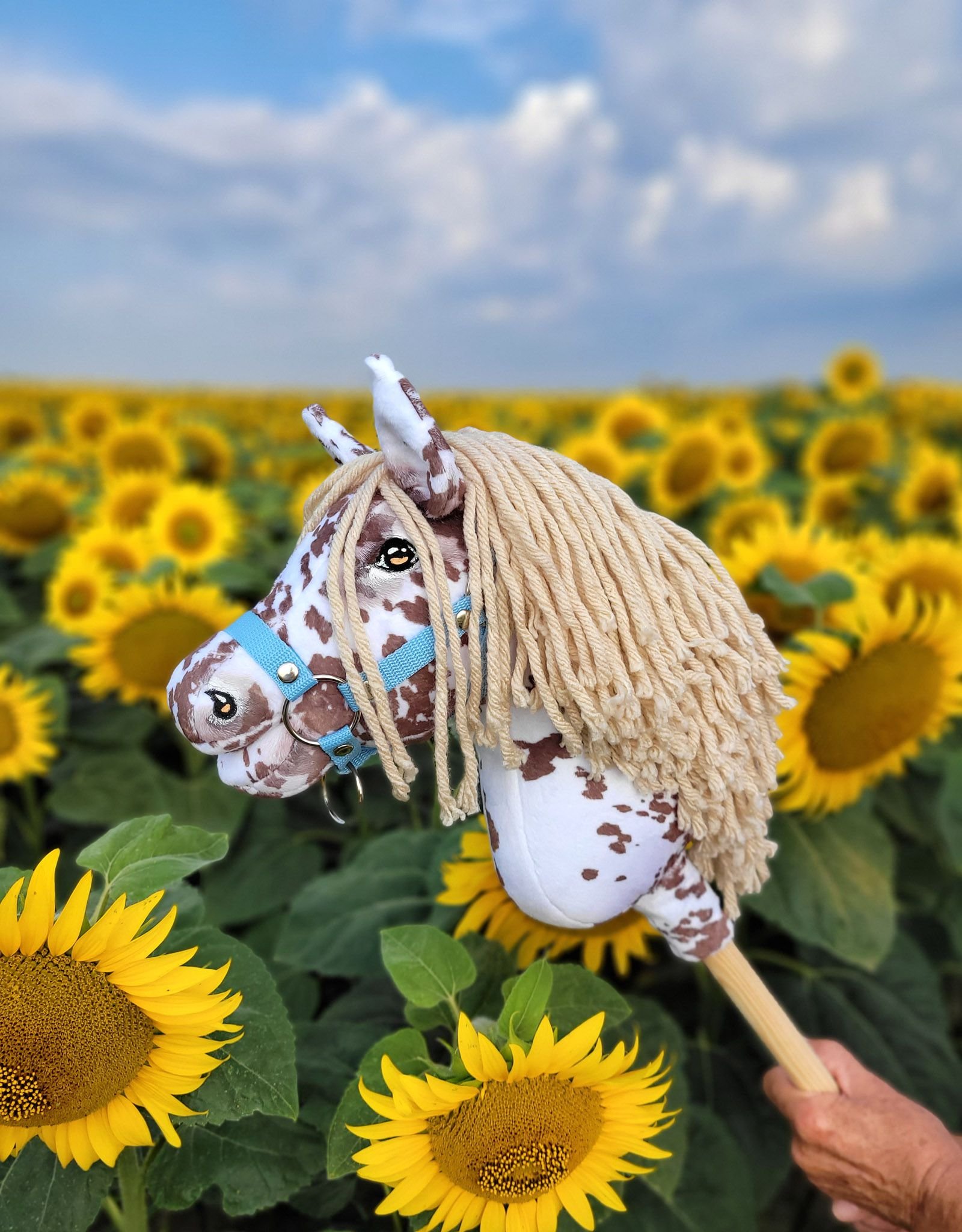 Calul pe un băț Super Hobby Horse Premium - leopard maro cu coamă bej A4 - imagine 5