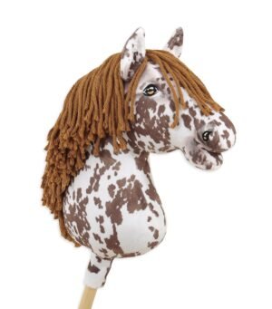 Cal pe băț Super Hobby Horse Premium - cal leopard maro cu coamă maro A3