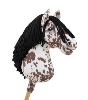 Calul pe băț Super Hobby Horse Premium - cal leopard maro cu coamă neagră A3