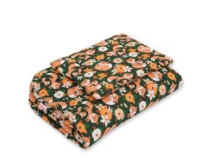 Set de așternut 2 bucăți 75x100cm NOU-născut - familia vulpii pe verde