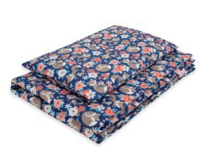 Set de lenjerie de pat pentru bebeluși din bumbac de 2 bucăți 135x100 cm - familia vulpii pe albastru
