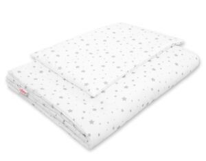 Set de așternut de 2 bucăți cu umplutură 135x100 cm - mini stele gri
