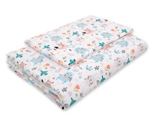 Set de așternut de 2 bucăți cu umplutură 135x100 cm - ursuleți de pluș albaștri