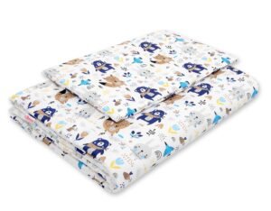 Set de așternut de 2 bucăți cu umplutură 120x90 cm - ursuleți de pluș bleumarin