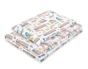 Set de lenjerie de pat pentru bebeluși din bumbac de 2 bucăți 120x90 cm - trenă turcoaz