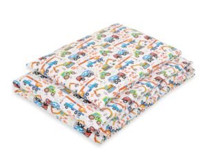Set de lenjerie de pat pentru bebeluși din bumbac 2 bucăți 120x90 cm - șantier de construcții