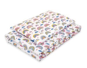 Set de lenjerie de pat pentru bebeluși din bumbac 2 bucăți 120x90 cm - curcubeu