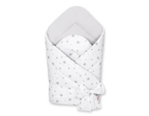 Cuib de bebeluși cu două fețe și fundiță - stele mini gri