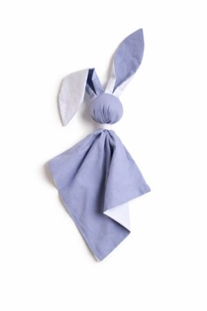 DOUDOU Pătură moale, călduroasă și drăgălașă pentru iepurași, din bumbac - Albastru pastel/alb