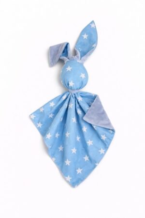 DOUDOU Cuddly bunny bumbac dublu față și minky - Stele albastre - albastre