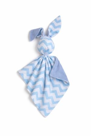 DOUDOU Cuddly bunny bumbac cu două fețe și minky - Chevron albastru - albastru