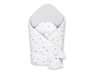 Cuibul de bebeluș 2in1 cu rigidizare cu fundiță - stele mini gri