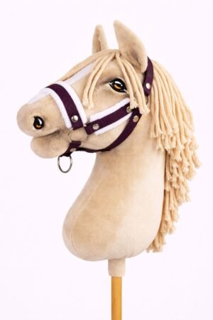 Halter reglabil pentru Hobby Horse A3 - prună cu blană albă