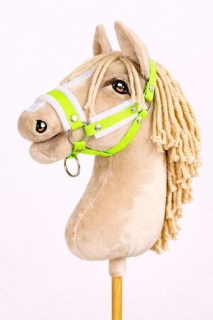 Halterul reglabil pentru Hobby Horse A3 - verde neon cu blană albă