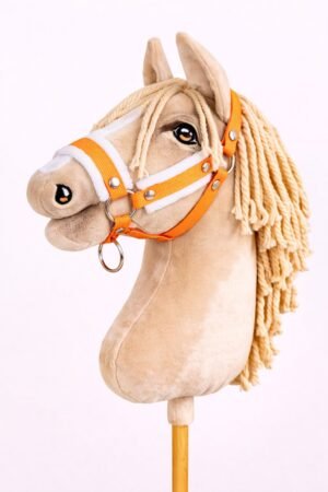 Halter reglabil pentru Hobby Horse A3 - portocaliu neon cu blană albă