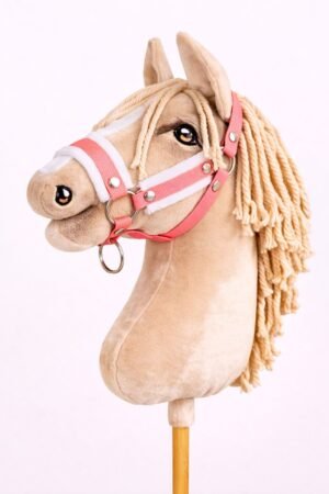 Halter reglabil pentru Hobby Horse A3 - roz neon cu blană albă