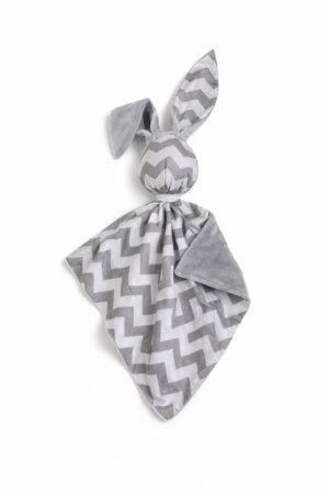 DOUDOU Cuddly bunny bumbacac și minky cu două fețe - Chevron gri - gri