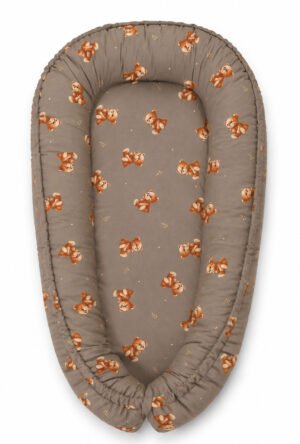 Coconul Premium dublu față cu cuib de bebeluși pentru sugari MY SWEET BABY- Toffee Teddy