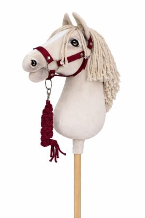 Set pentru Hobby Horse: halter A3 + Cablu din sfoară - burgundy