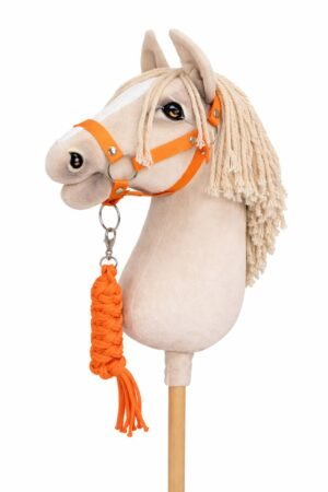 Set pentru Hobby Horse: halter A3 + Cablu din cablu - portocaliu-neon