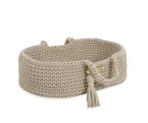 Coș Moses BOHO din bumbac - purtător păpușă - bej deschis