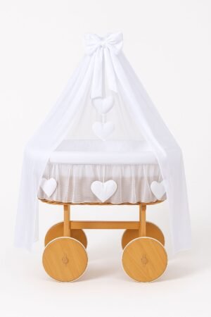 Moses Basket Wicker drape pătuț Deluxe Amelie - natural + lenjerie albă