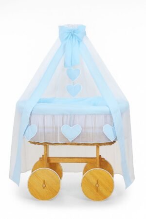 Pătuț Moses Basket Wicker Deluxe Amelie - natural + așternut albastru