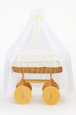 Moses Basket Wicker drape pătuț Deluxe Bellamy - așternut natural + crem