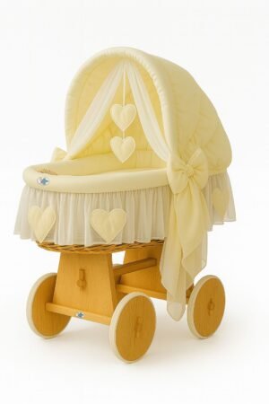Pătuț cu glugă din Moses Basket Wicker Amelie - așternut natural + crem