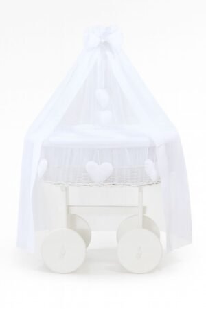 Pătuț Moses Basket Wicker Deluxe Amelie - alb + lenjerie albă