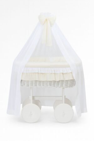 Pătuț Moses Basket Wicker Deluxe Bellamy - alb + crem de pat