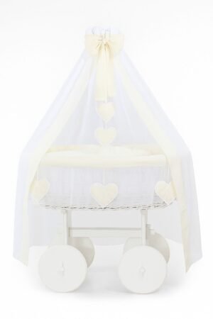 Pătuț Moses Basket Wicker Deluxe Amelie - alb + crem așternut
