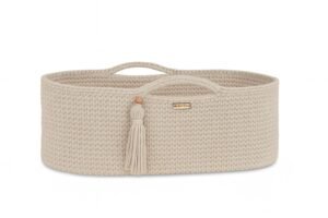 Coș Moses BOHO Bumbac manual cu saltea - crem