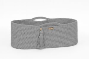 Coș Moses BOHO Bumbac Handmade cu saltea - gri