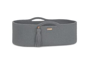 Coș Moses BOHO Bumbac Handmade cu saltea - gri închis