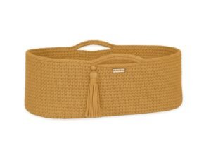 Coș Moses BOHO Bumbac Handmade cu saltea - galben miere