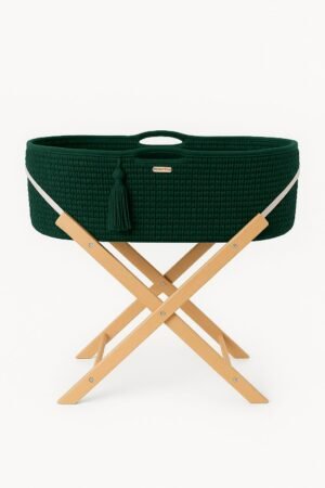 Coșul Moses BOHO Handmade with stand - bottle green