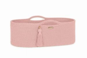 Coș Moses BOHO Bumbac Handmade cu saltea - roz pastel