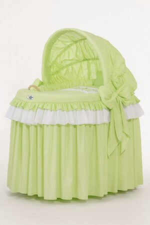 Coș Moses/pătuț cu glugă din nuiele - Little Princess verde