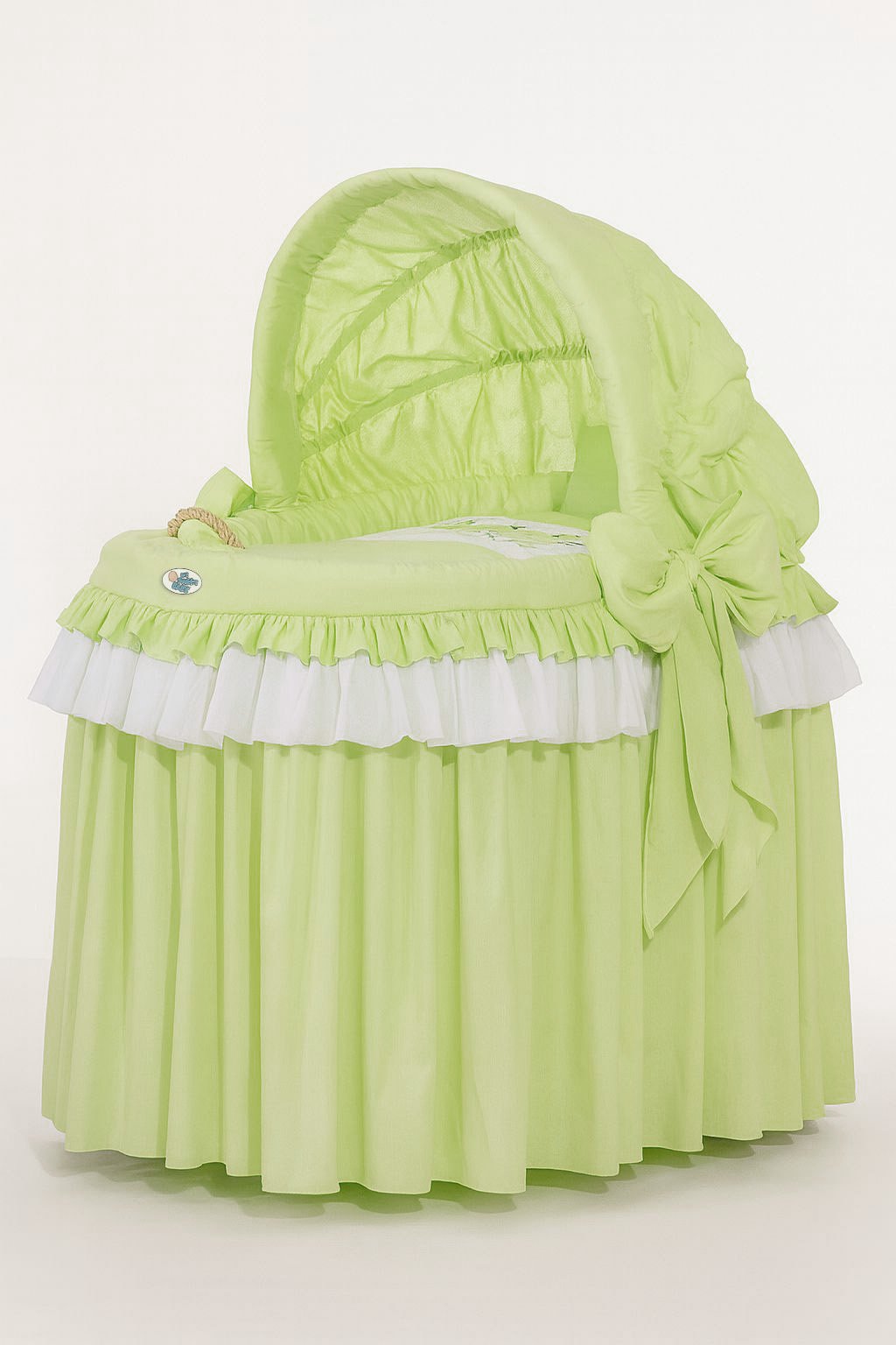 Coș Moses/pătuț cu glugă din nuiele - Little Princess verde