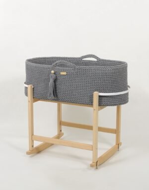 Coș Moses BOHO Handmade with cradle - gri închis