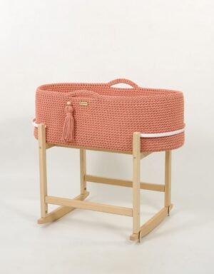 Coșul Moses BOHO Handmade cu leagăn - blush