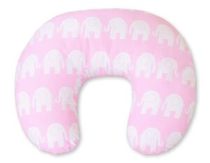 Pernă de alăptare pentru alăptare Croissant, detașabilă, hrănire fără mâini - Elephant pink