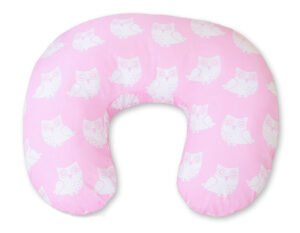Pernă de alăptare pentru alăptare Croissant, detașabilă, hrănire fără mâini - Owls pink