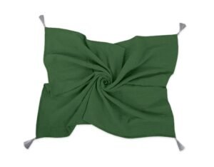 Pătură de muselină pentru copii cu ciucuri - verde pădure