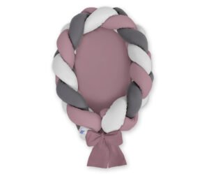Cuibul împletit pentru bebeluși 2 în 1 - violet pastel - gri - antracit