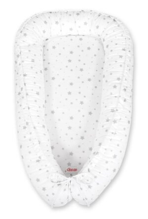 Cuibul de bebeluș cu două fețe Premium Cocoon pentru sugari BOBONO- mini stele gri