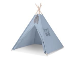 Cort Teepee pentru copii + pene decorative - albastru pastel